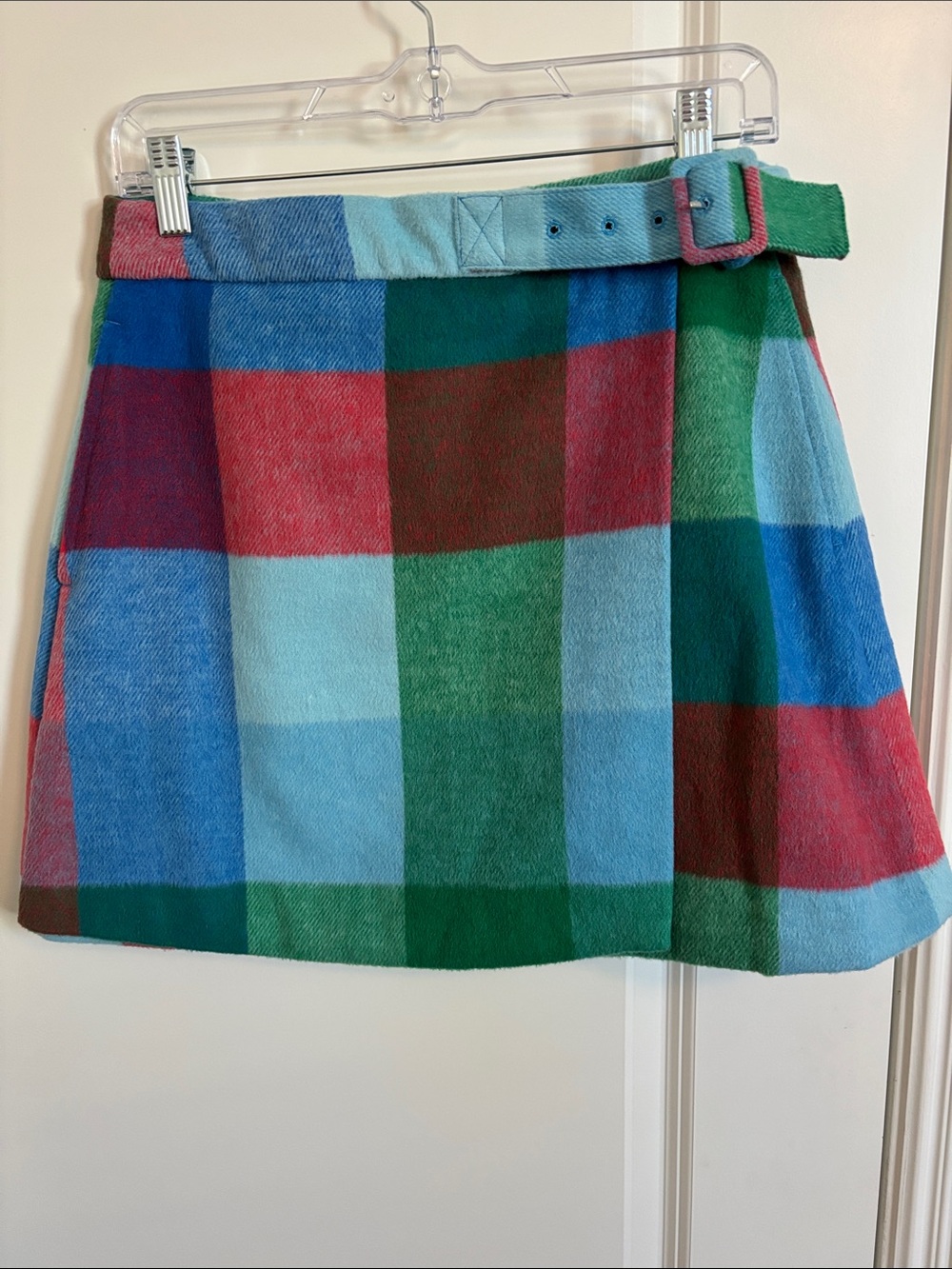 Free Assembly Multicolor Plaid Belted Mini Skirt - Blue, Green, Red 4 #63S